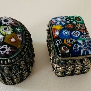 Vintage Murano millefiori trinket boxes